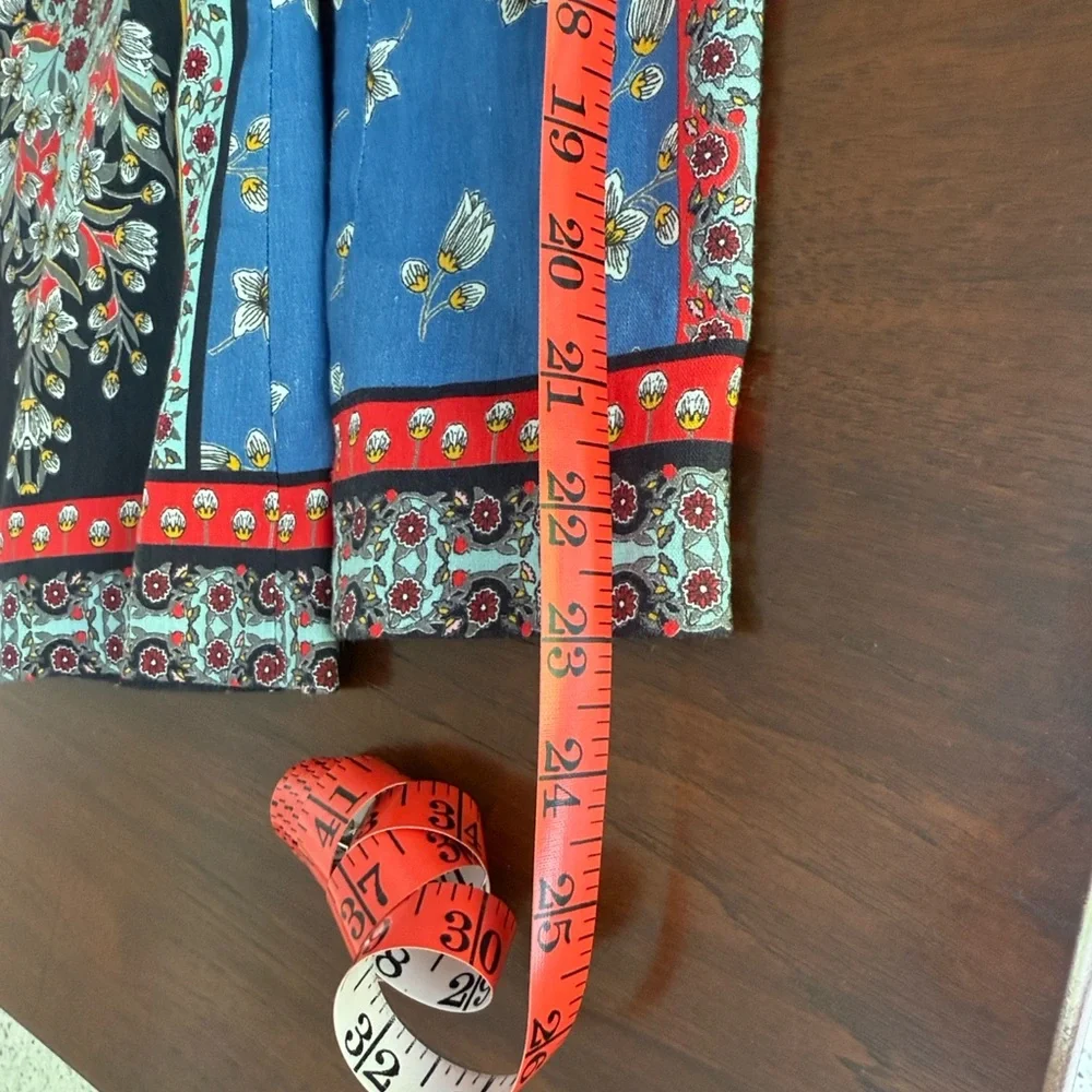 Alice + Olivia Macey Linen Blazer Floral Scarf Print Blue Red Size 2 - Picture 13 of 16